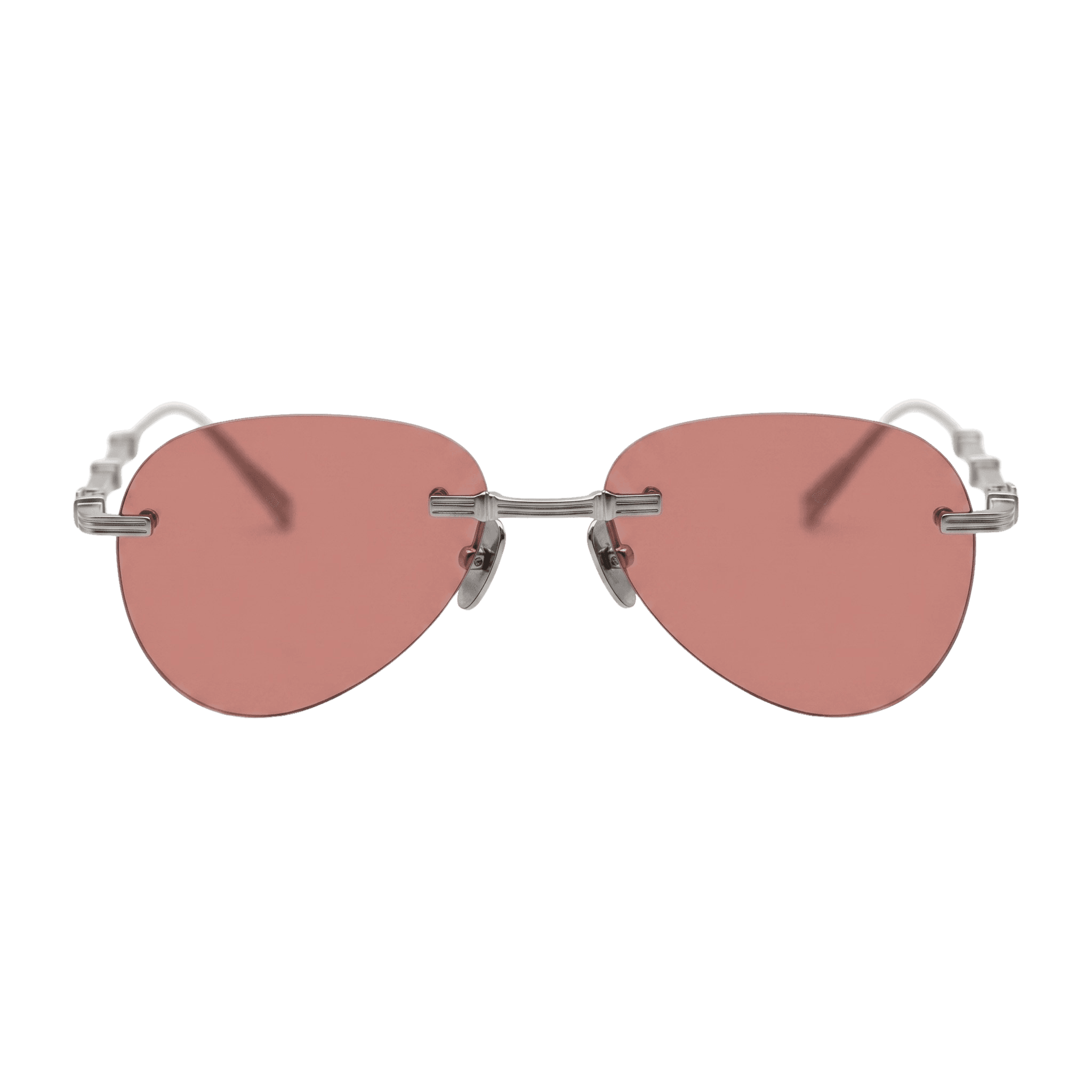 OH. — rimless aviator frame with rose lens